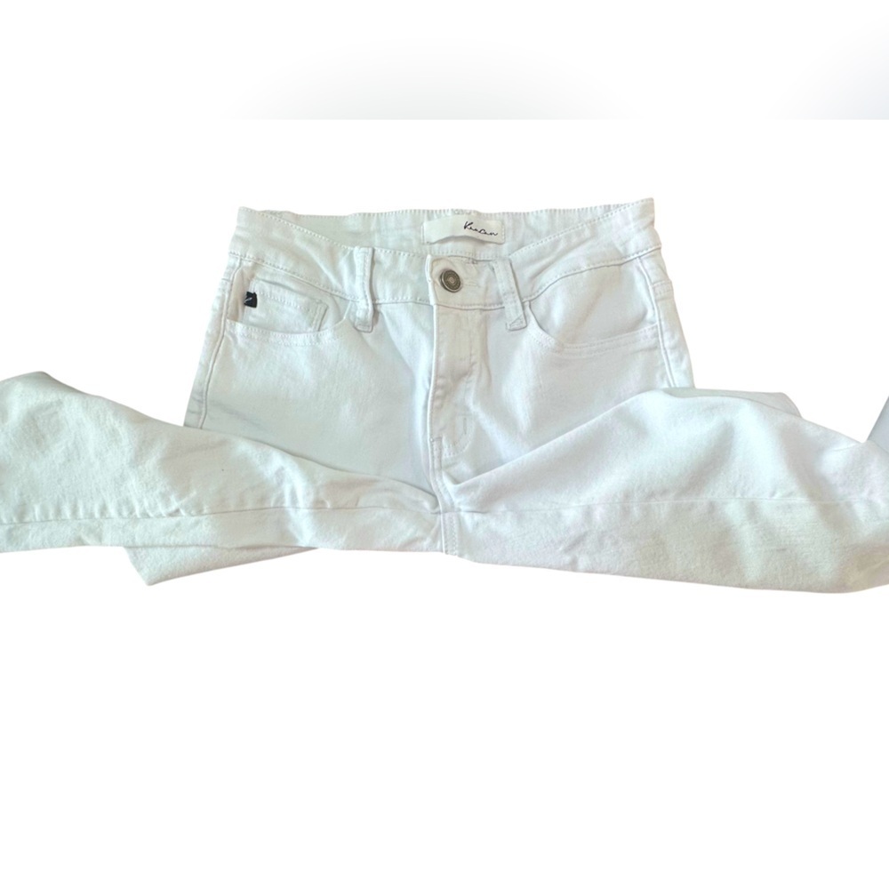 KanCan White Jeans Women’s Size 5/26 Mid Rise Skinny Zip Ankle Frayed Hem - Picture 10 of 12